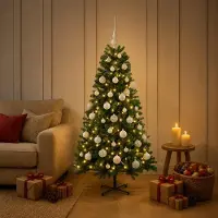 Syfax Künstlicher Weihnachtsbaum mit Weihnachtskugel 120 cm 150 LEDs