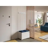 Mirjan 24 Garderoben-Set Grawis 60, Schuhschrank und Kleiderhakenbrett, gepolsterte Sitzpaneel 60x30 (Weiß + Polo 891)