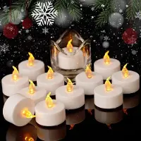 OEM Set aus 12 warmglühenden LED-Lichtern - realistisches Flicker-Flammeffekt - batteriebetrieben - Haltbarkeit >200 Stunden - geeignet für Festlichkeiten und Weihnachtsdekoration -