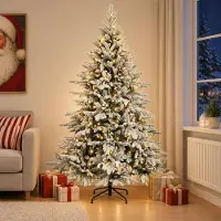 Syfax Künstlicher klappbarer Weihnachtsbaum 210 cm 300 LEDs