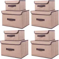 Merkloos Elzusha – Set aus 8 faltbaren Aufbewahrungsboxen mit Deckel, Beige