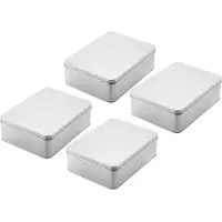 Merkloos Solidchoice – Set aus 4 tragbaren Metall-Aufbewahrungsboxen mit Deckel, 20 x 16 x 6,6 cm