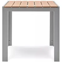 Askon Gartentisch Aluminium Polywood Teak-Optik 75 x 75 x 74 cm wetterfest quadratisch grau braun