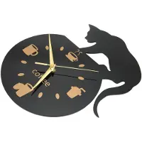 Dripio 3D-Wanduhr Kaffee-Katze, Acryl, leise, rahmenlos, 31 cm