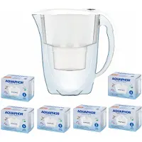 AQUAPHOR Filterkrug 2,8 l + 6 Maxfor-Einsätze mit Zähler Weiß Amethyst Maxfor +