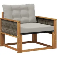 Markenlos Gartensessel aus massivem Akazienholz Modulares Outdoor-Sofa Element 1-Sitzer Lounge-Sessel Holz-Gartenmöbel mit Kissen für Terrasse Garten Balkon Natur