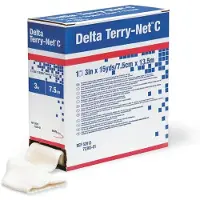Bsn Medical 2x Delta Terry-Net C, Frotteeschlauch, 13,5 m : 5 cm, gelb | Packung (1 Rolle)