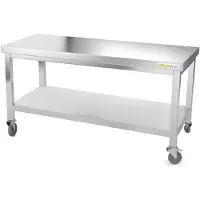 GOLDINOX Arbeitstisch aus Edelstahl, Untergestell 1500 x 600 mm, auf Rollen, -