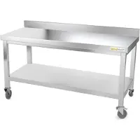 GOLDINOX Arbeitstisch aus Edelstahl, Unterbau 1600 x 600 mm, mit Rollen, -