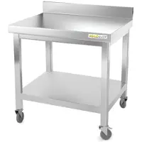 GOLDINOX Arbeitstisch aus Edelstahl, Unterbau 700 x 600 mm, mit Rollen, -