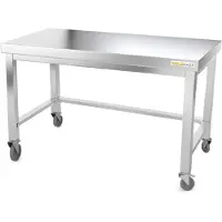 GOLDINOX Arbeitstisch aus Edelstahl, Untergestell 1600 x 500 mm, mit Rollen und Verstärkung, –