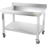 GOLDINOX Arbeitstisch aus Edelstahl, Untergestell 1200 x 500 mm, auf Rollen, -
