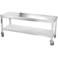 GOLDINOX Arbeitstisch aus Edelstahl, Untergestell 1800 x 600 mm, auf Rollen, -