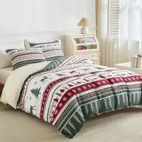 Sonstiges Bettwäsche-Set Weihnachtsbaum 200x200 cm Rot/Grün Mikrofaser 3-teilig