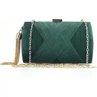 Unyqoos Satin-Abendclutch mit Quaste – elegante Abendtasche, goldene Schulterkette, Polyester-Futter, als Clutch/Schulter- oder Crossbody, ca. 6,9×2,7×10,3 inch