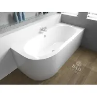 Besco Badewanne Eckbadewanne 150x75 Rechts mit AcrylSchürze, Ablaufgarnitur & Füßen GRATIS | Komplettset 4in1 Original Acryl Wanne Siphon | BADLAND AVITA