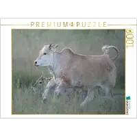 CALVENDO Puzzle: Zwerg-Zebu in Bewegung | 1000 Teile, fertige Größe: 64 x 48 cm | Fotopuzzle für entspannte Stunden