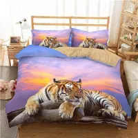 Sonstiges Bettwäsche Set Tiger Druck 135x200cm + 80x80cm Mikrofaser Wildtier Motiv