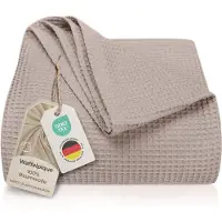 Merkloos Elzusha - Bettbezug aus Waffel-Piqué-Stoff - 100% Baumwolle - 240 x 260 cm - Taupe