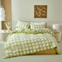 Merkloos Omgoods – Seersucker-Bettwäsche-Set, 200 x 220 cm, mit 2 Kopfkissenbezügen