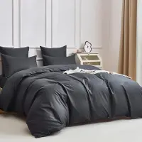 Merkloos Omgoods – Grau melierte Bettwäsche-Set aus Baumwolle, 3-teilig, 220 x 240 cm