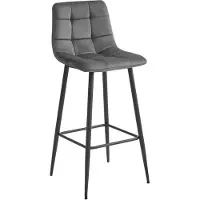 Kendra Home Barhocker Arceto aus dunkelgrauem Samt mit schwarzen Beinen