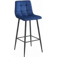 Kendra Home Barhocker Arceto aus blauem Samt und Stahl