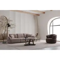 AEA Beige Wohnzimmer Garnitur Designer 4-Sitzer Couchtisch Stoffsessel