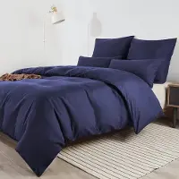 Trankielo - Mikrofaser-Bettbezug 180x200 cm - Bügelfrei und knitterarm - 2 Kopfkissenbezüge 80x80 cm - Marineblau