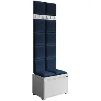 Mirjan 24 Garderoben-Set Grawis 60, Schuhschrank und Kleiderhakenbrett, 6 Stück gepolsterte Wandpaneele 60x30 (Weiß + Polo 891)