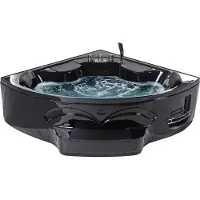 Beliani Whirlpool-Badewanne Schwarz Sanitäracryl 211 x 150 cm Eckmodell mit LED Massagefunktion Armatur Wasserfall Kopfstütze Indoor Massage Wanne