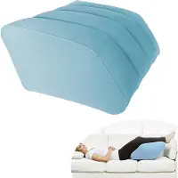 Unyqoos Aufblasbares Beinkissen – ergonomische, tragbare Beinstütze aus Flockstoff & verstärktem PVC, Doppelventil, fördert Durchblutung, Blau
