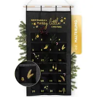 Merkloos Adventskalender XXL – Schwarz/Gold – 70 x 130 cm mit 24 Fächern