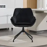 MODFU Drehstuhl mit Armlehnen, Schminkstuhl Bürostuhl mit 360° Drehfunktion und automatischer Rückstellung, Polsterstuhl mit Metallgestell für Schlafzimmer,Schwarz