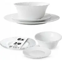 Kadax Geschirrset 6-teilig Hartglas Weiß Minimalistisch