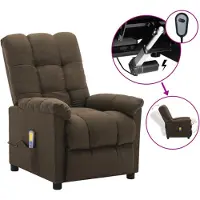 vidaXL Massagesessel Elektrisch Braun Stoff