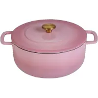ComBekk Bräter mit Deckel Gusseisen Pink ø 24 cm / 3.8 Liter - emaillierte Antihaftbeschichtung