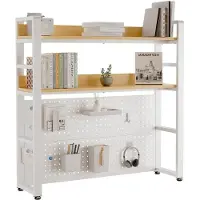 Merkloos Büroregal mit zwei Ebenen, mit unsichtbaren Schrauben, in Beige