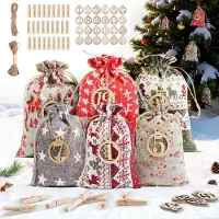 Merkloos Adventskalender mit 24 Jutebeuteln – Weihnachtsdekoration