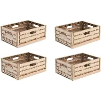 Merkloos 4 faltbare Boxen mit Holzoptik – 40 x 30 x 16 cm – Braun