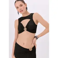 LASCANA Crop-Top aus weicher Crinkleware mit Zieraccessoire