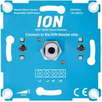 ION Industries Slave Dimmer für LED-Beleuchtung - 0,3-200W - IP20 - Ohne Nullleiter - Einzeln Nutzbar oder mit bis zu 5 Slave Dimmern Kombinierbar - Einbau - Blau