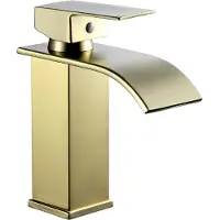Dripio Waschtischarmatur Waterfall gebürstet Gold 1-Loch Monobloc