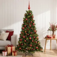 Syfax Künstlicher Weihnachtsbaum mit Weihnachtskugel 150 cm 150 LEDs