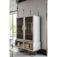 AEA Vitrine Weiß Möbel Esszimmer Schrank Glas Design Metall Elegantes