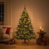 Syfax Künstlicher Weihnachtsbaum mit Weihnachtskugel 150 cm 150 LEDs