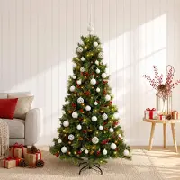 Syfax Künstlicher Weihnachtsbaum mit Weihnachtskugel 120 cm 150 LEDs