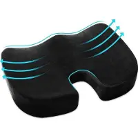 Unyqoos Ergonomisches Visco‑Sitzkissen – U‑förmig, 43×33×7 cm, abnehmbarer atmungsaktiver Mesh‑Bezug, Anti‑Rutsch‑Gummibasis für Auto & Büro