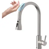 Dripio Touch-Küchenarmatur, ausziehbar, 3 Modi, 360° drehbar, gebürstet Nickel