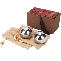 Merkloos Handrehabilitationshilfe – Massive Edelstahl-Handkugel – 2-teiliges Set – Durchmesser 50 mm – Geeignet für die Rehabilitation – Fördert die Konzentration – Fitnessbälle